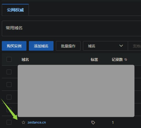 进入自有域名解析设置页面